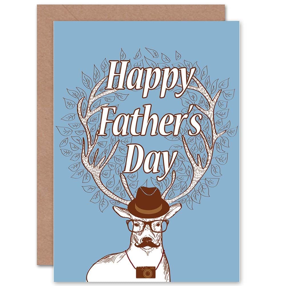 Happy Fathers Day Hipster Stag Greetings Card