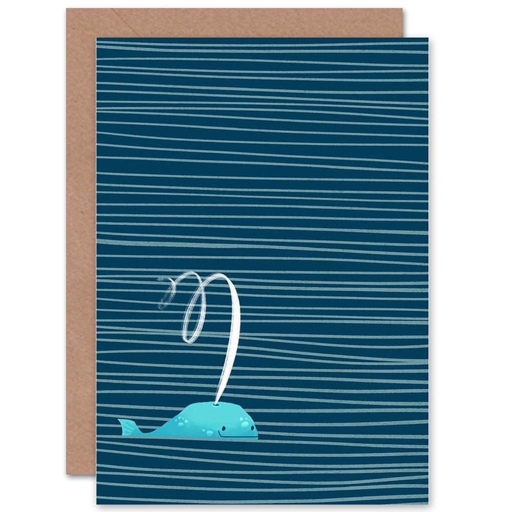 Minimalist Whale Animal Lines Greetings Card