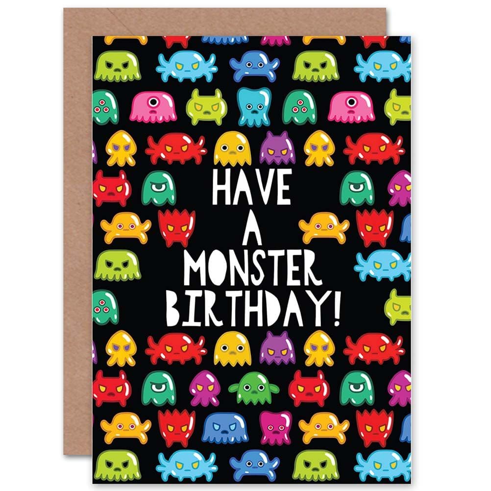 Monster Birthday Kids Cute Bright Greetings Card