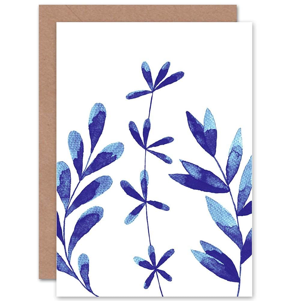 Sprigs Cobalt Blue Watercolour Greetings Card