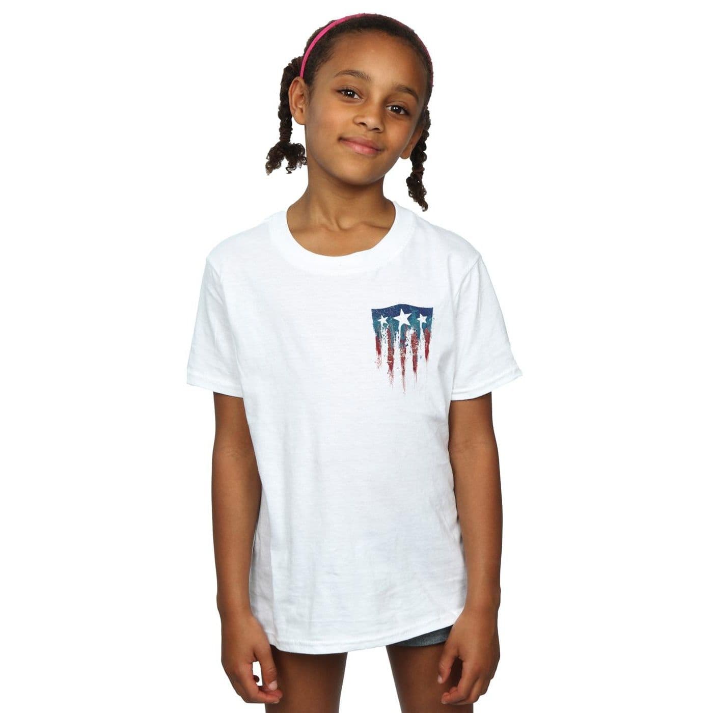 Captain America Splatter Shield Faux Pocket Cotton T Shirt