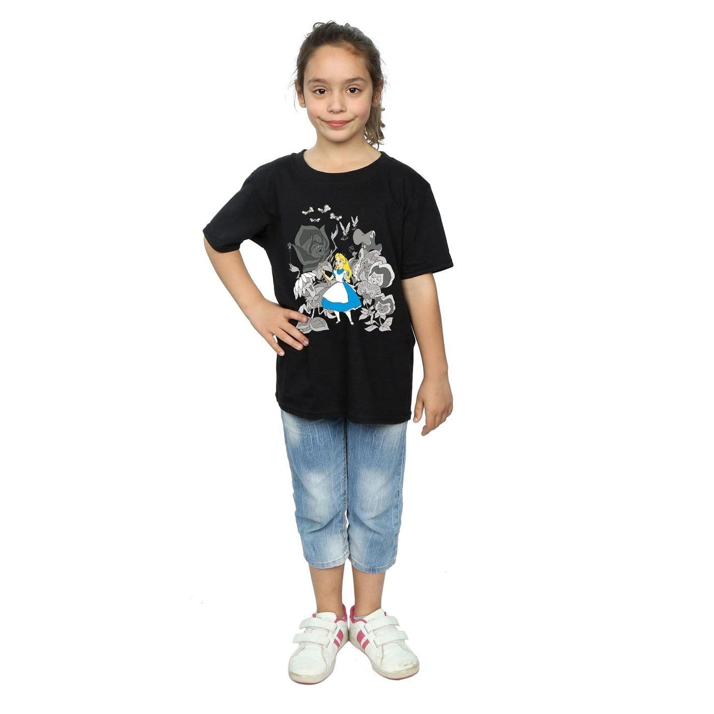 Alice Wonderland Flowers Cotton T Shirt