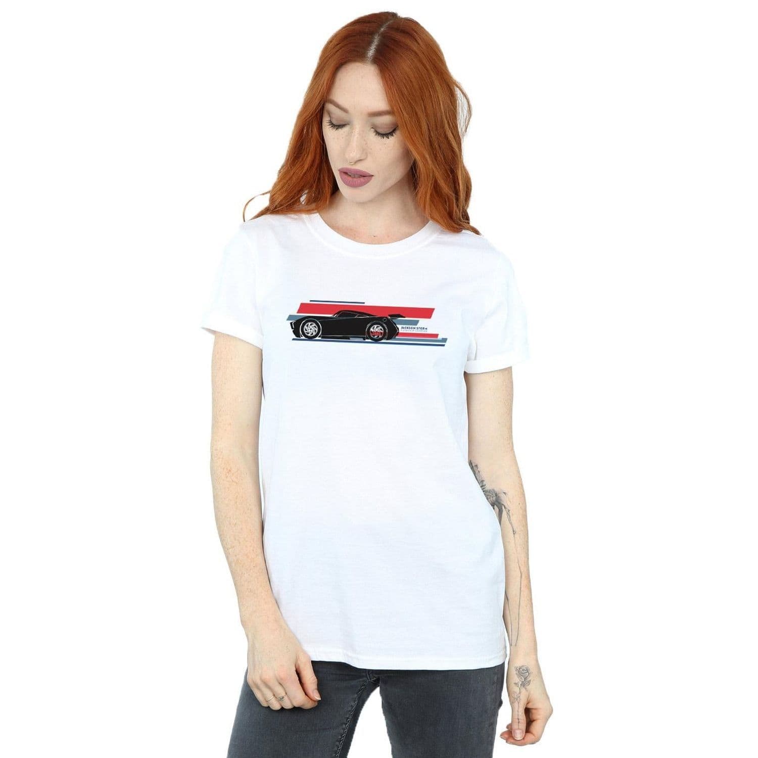 Cars Jackson Storm Stripes Cotton Boyfriend T Shirt