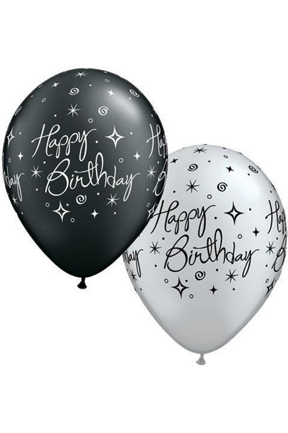 Elegant Sparkles & Swirls Happy Birthday Balloons