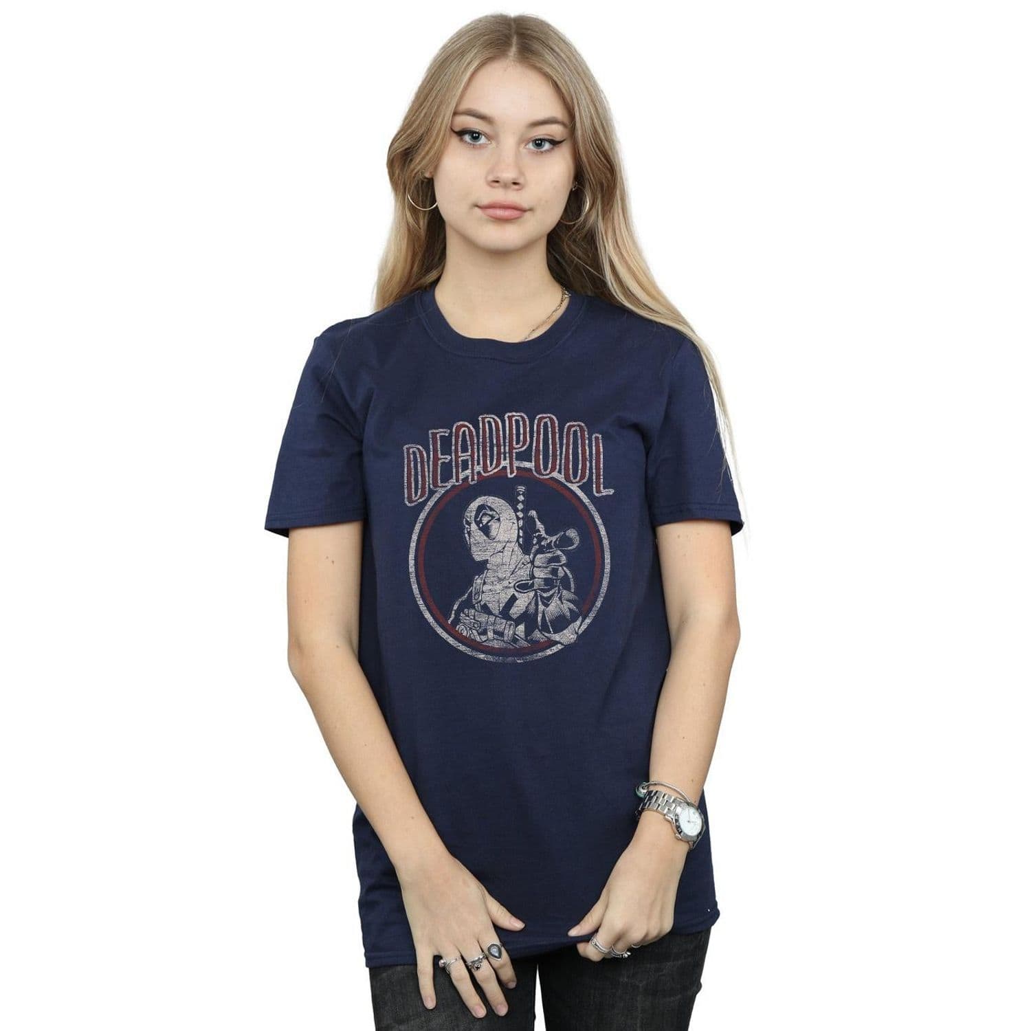 Deadpool Vintage Circle Cotton Boyfriend T Shirt