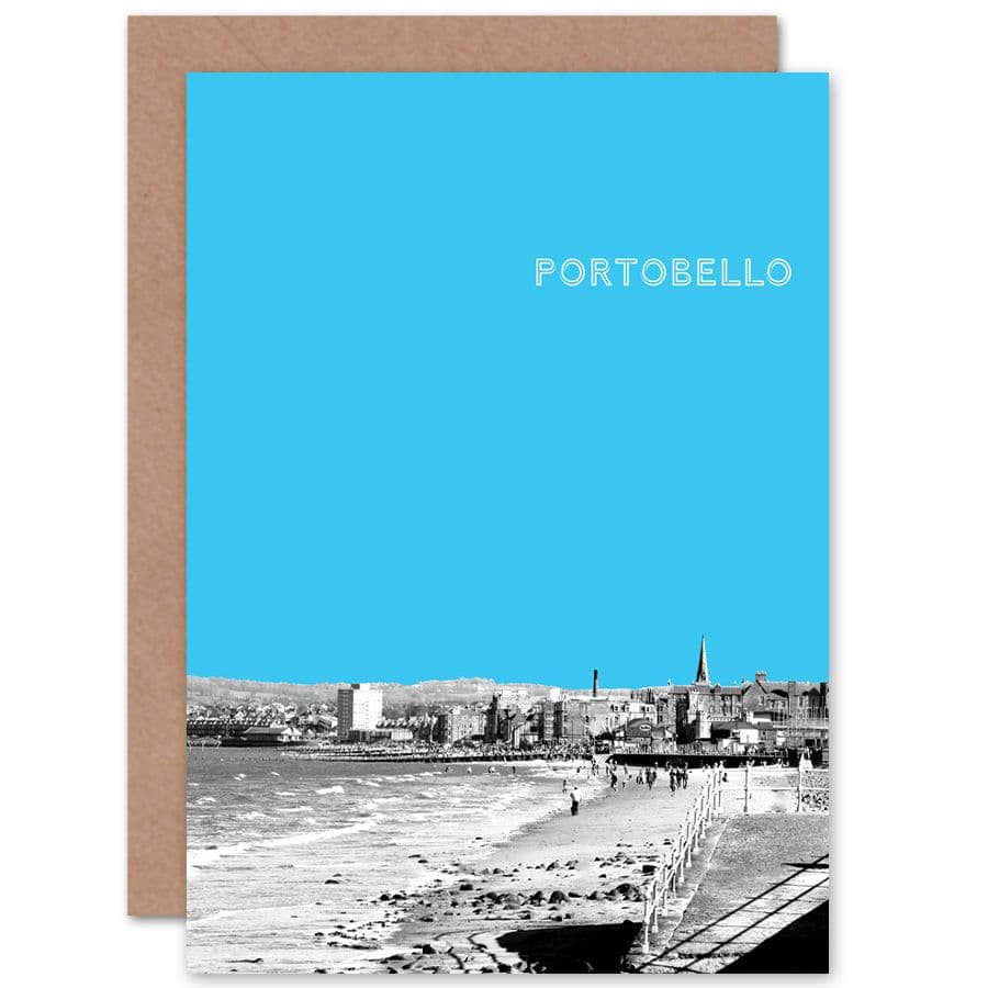 Portobello Edinburgh Sky Blue Greetings Card