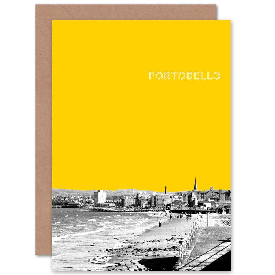 Portobello Edinburgh Yellow Greetings Card