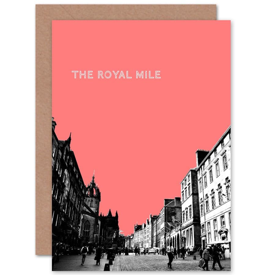 Royal Mile Edinburgh Coral Greetings Card