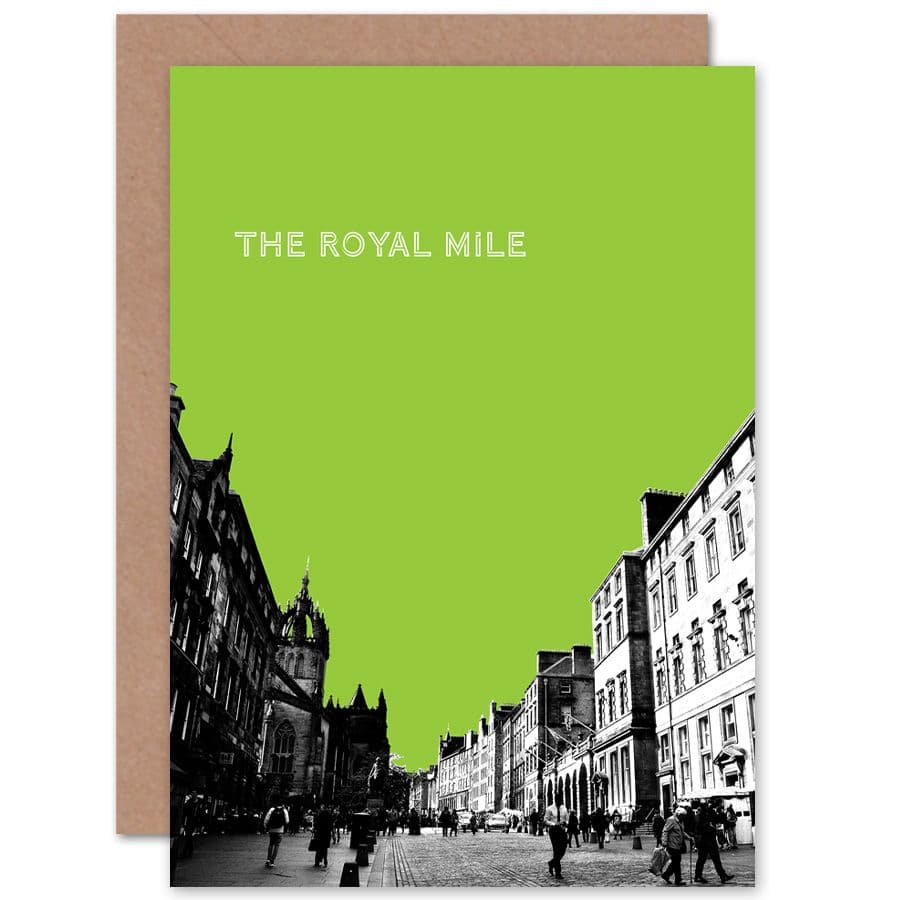 Royal Mile Edinburgh Famous Street Green Greetings Card
