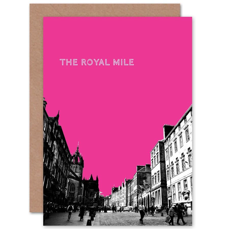 Royal Mile Edinburgh Famous Street Pink Greetings Card