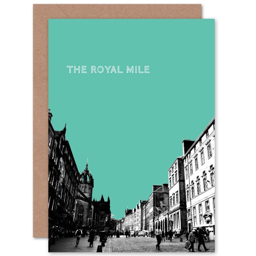 Royal Mile Edinburgh Teal Greetings Card