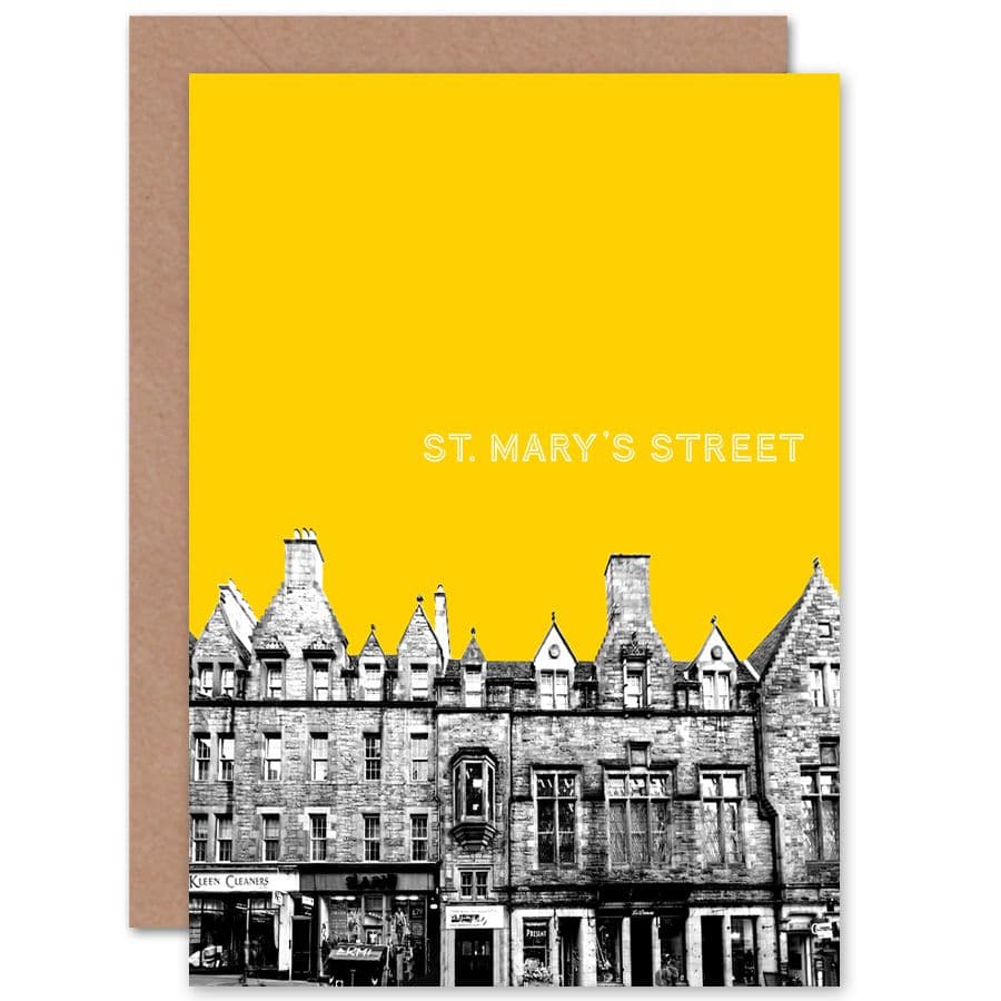 St Mary Street Edinburgh Yellow Greetings Card
