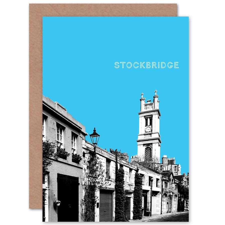 Stockbridge Edinburgh Sky Blue Greetings Card
