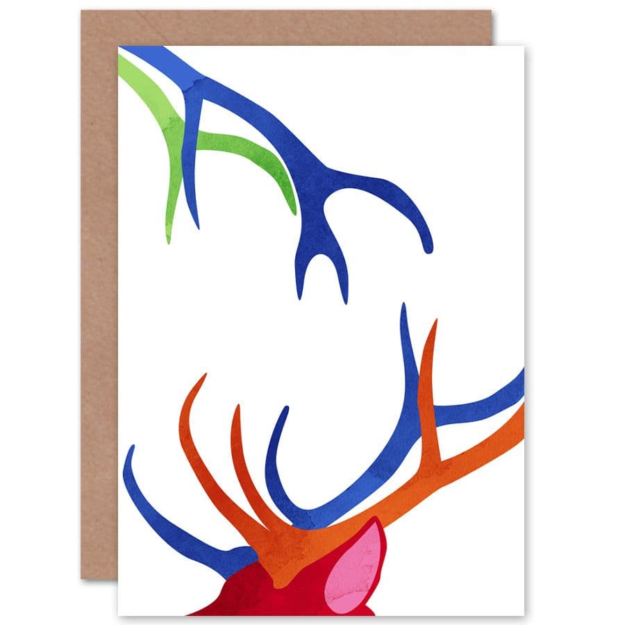 Bright Deer Antlers Greetings Card