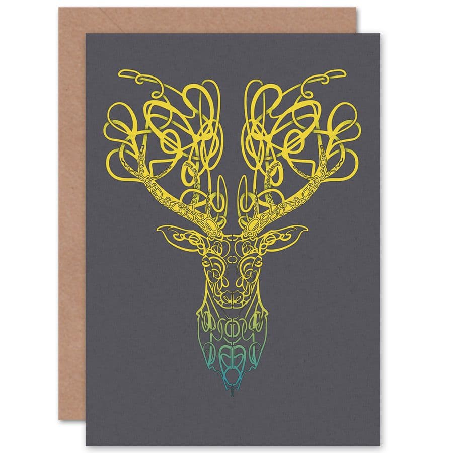 Celtic Knot Stag Head Greetings Card