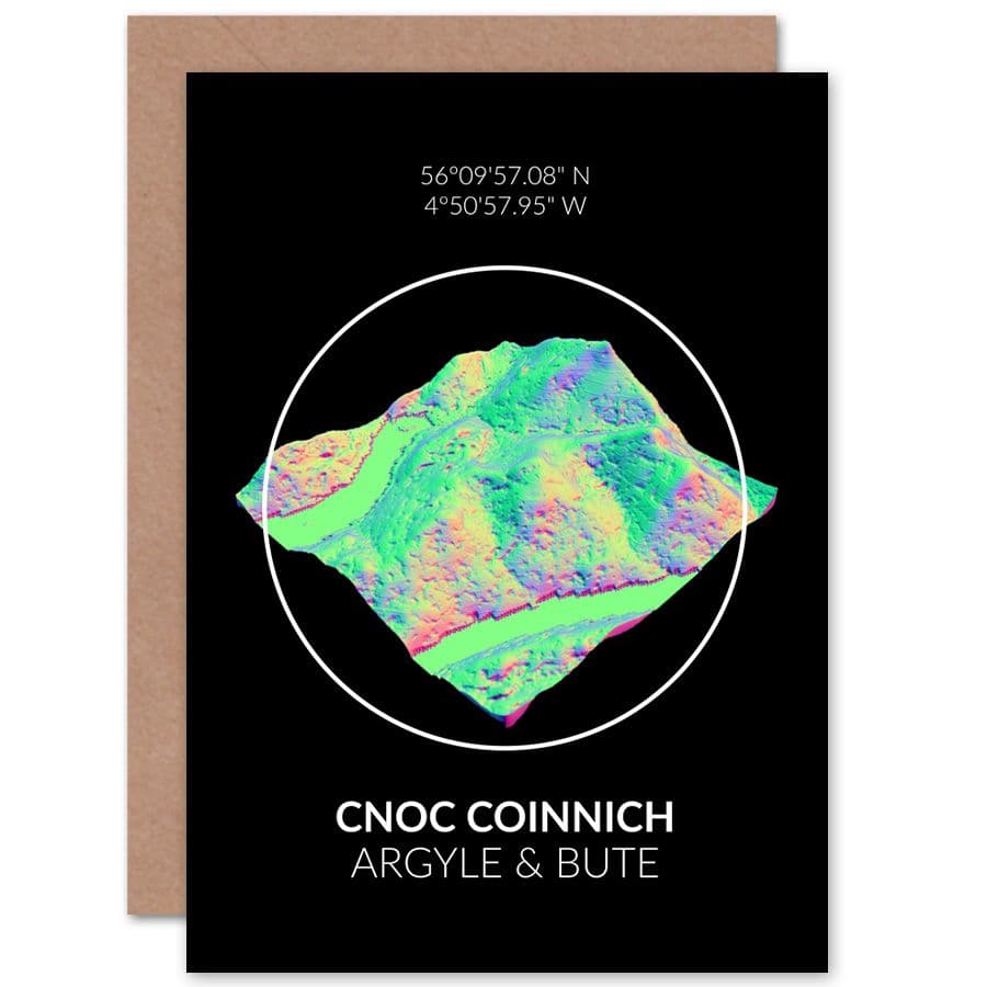 Cnoc Coinnich Mountain Topography Scotland Greetings Card