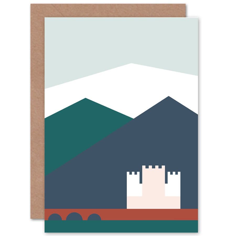 Geometric Eilean Donan Castle Greetings Card