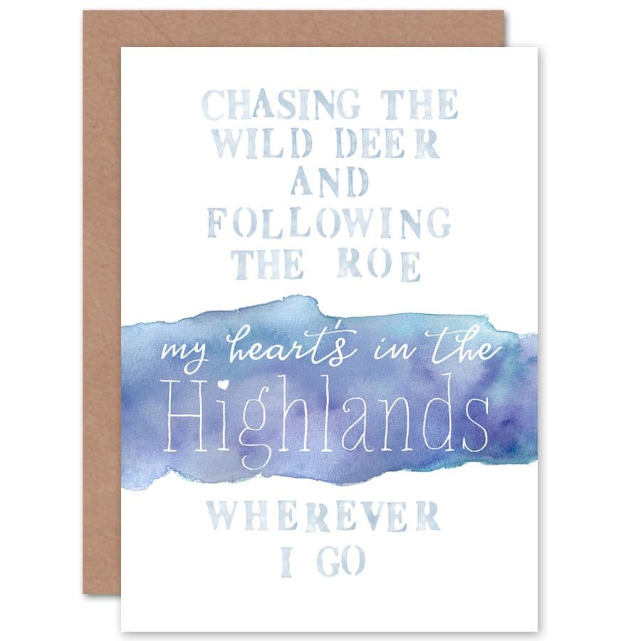 Heart In The Highlands Watercolour Greetings Card