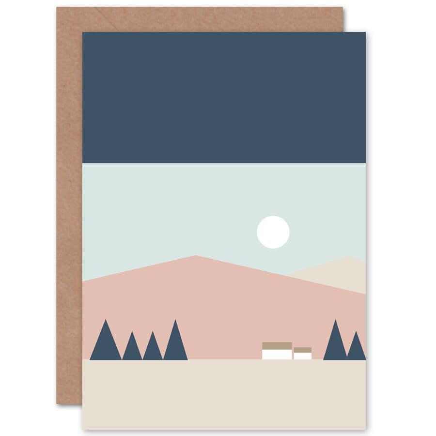 Pastel Geometric Highland Sun Greetings Card