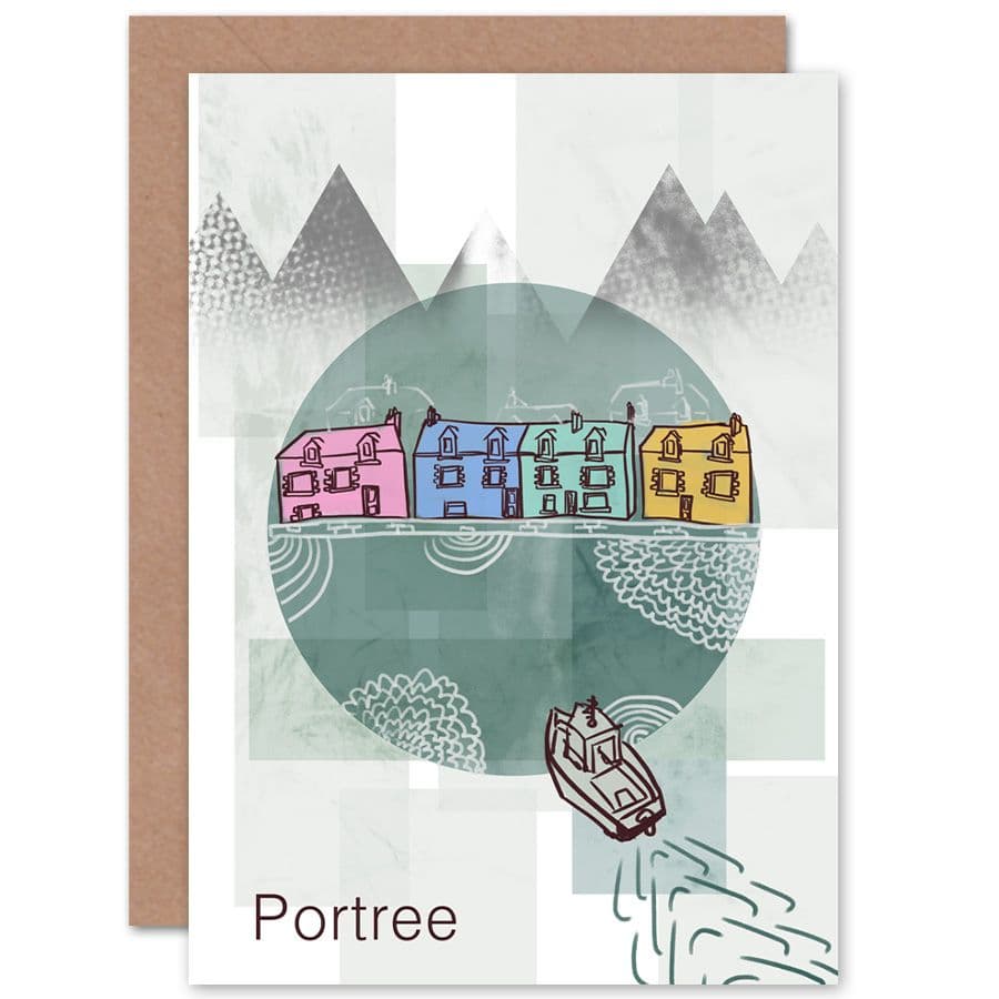Portree Isle Skye Scotland Graphic Design Greetings Card