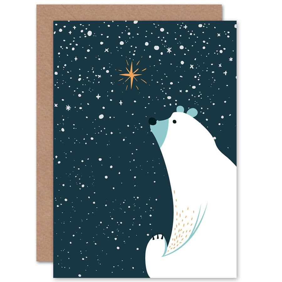 Star Of Bethlehem Polar Bear Christmas Greetings Card