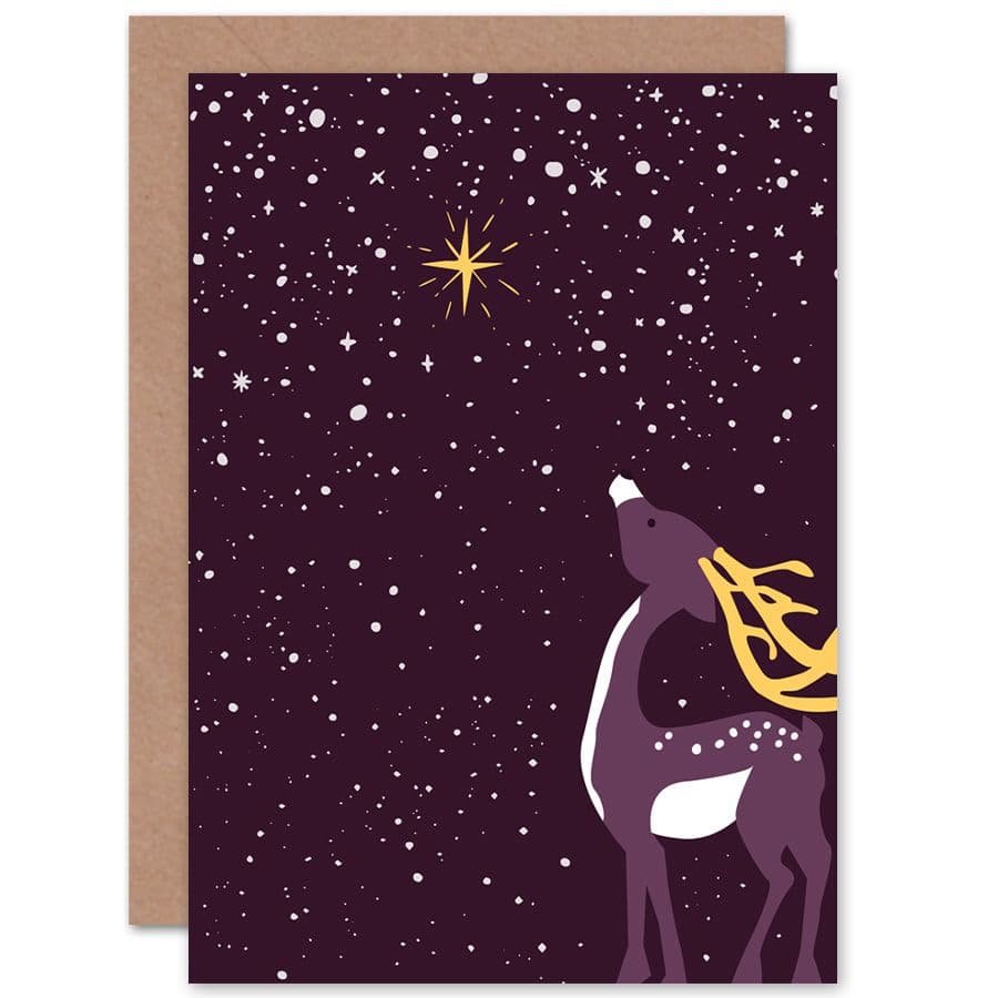 Star Bethlehem Reindeer Christmas Greetings Card