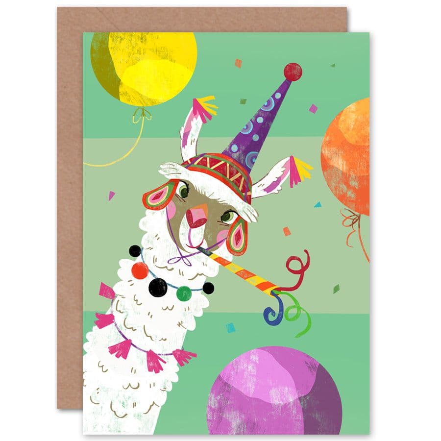 Llama Party Balloons Greetings Card