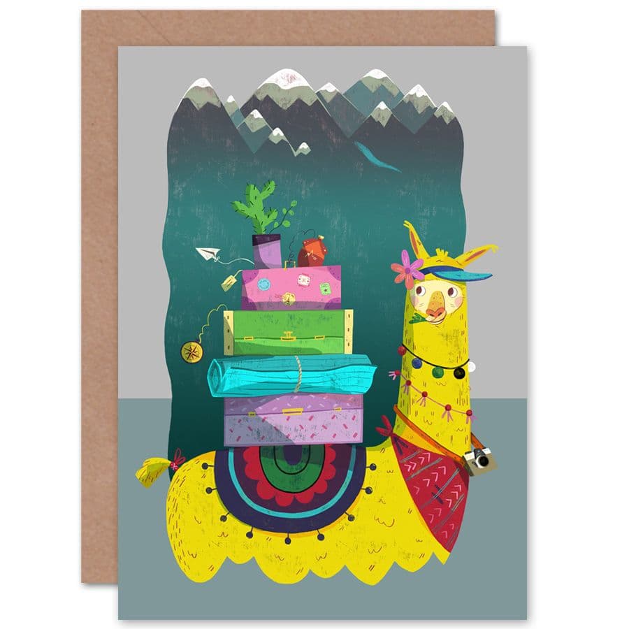 Travelling Llama Greetings Card