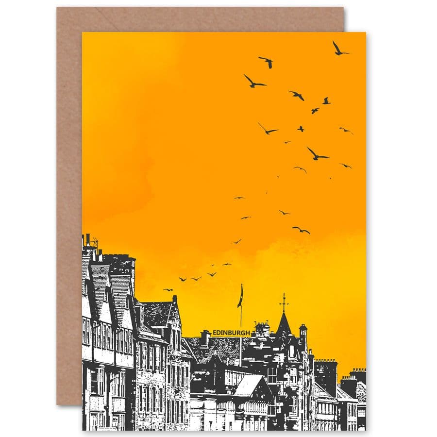 Rooftop Birds Edinburgh Greetings Card