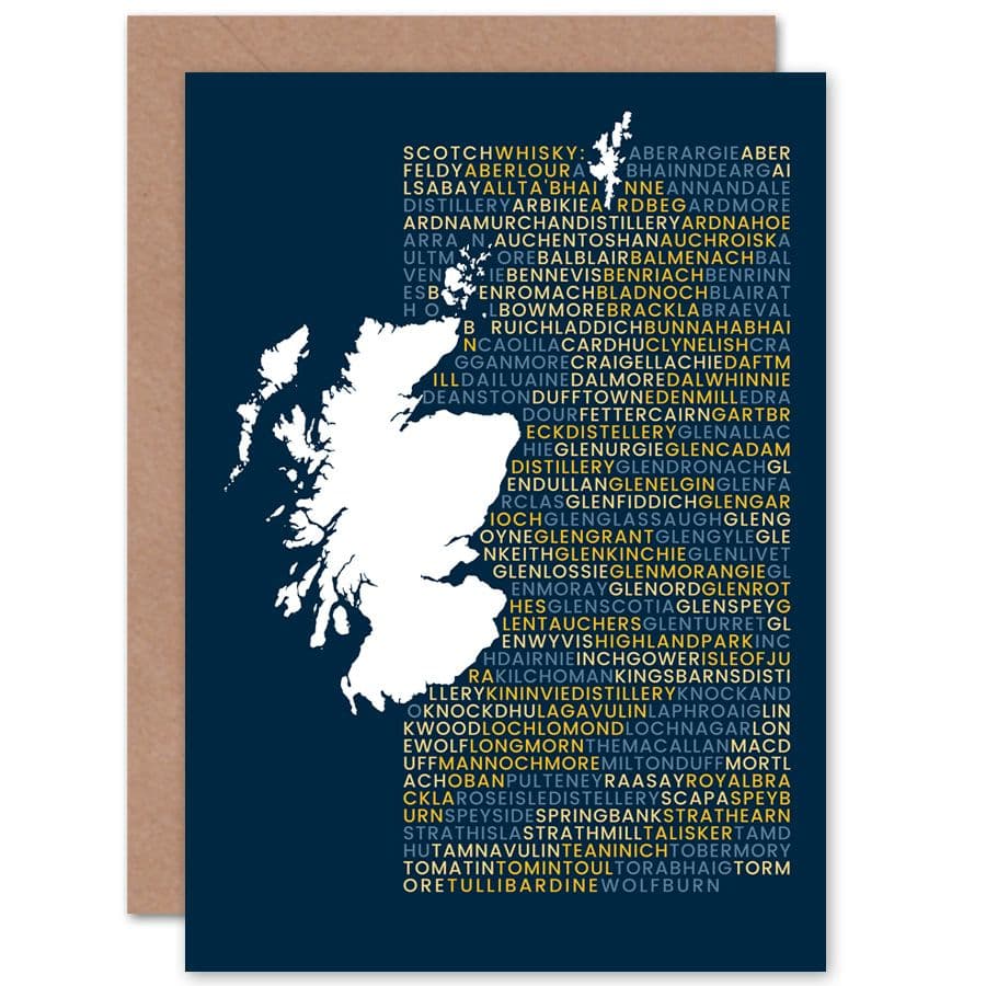 Scotch Whisky Distilleries Map Greetings Card