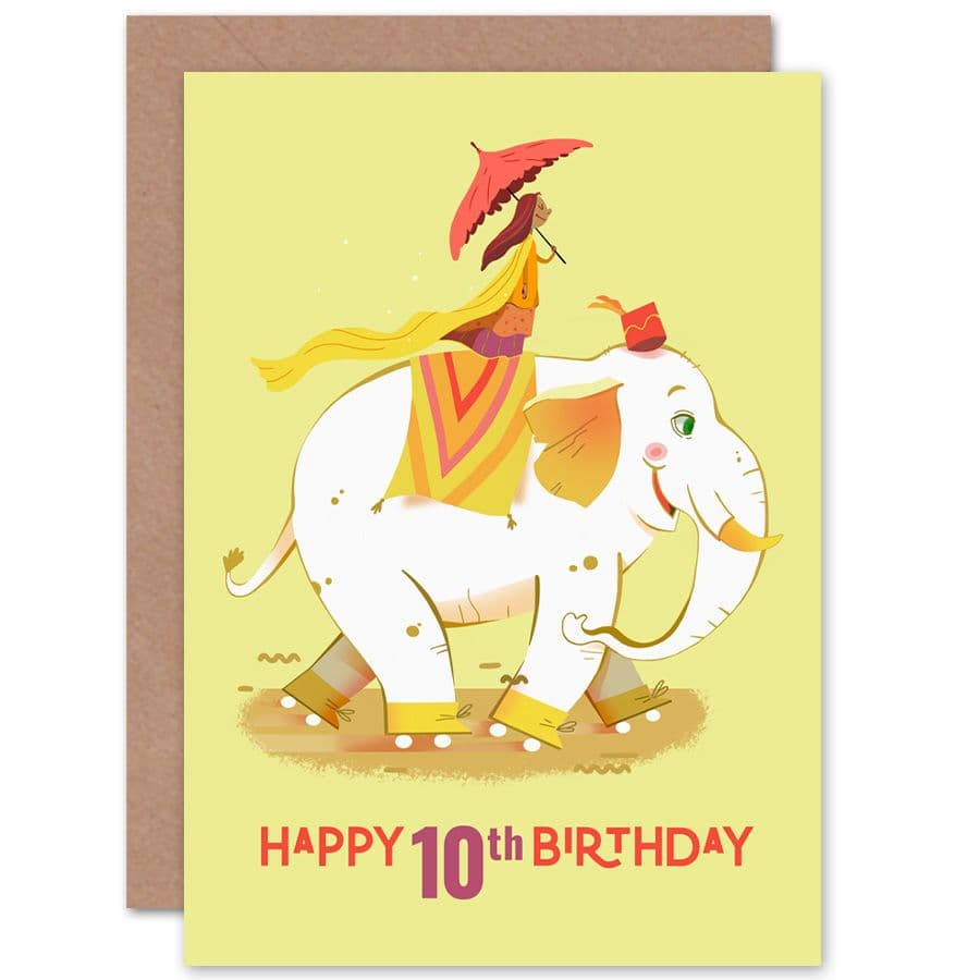 Elephant Skates 10th Birthday Greetings Card