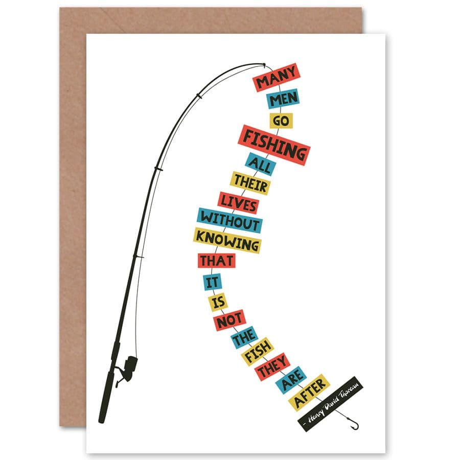 Men Fishing Typography Greetings Card