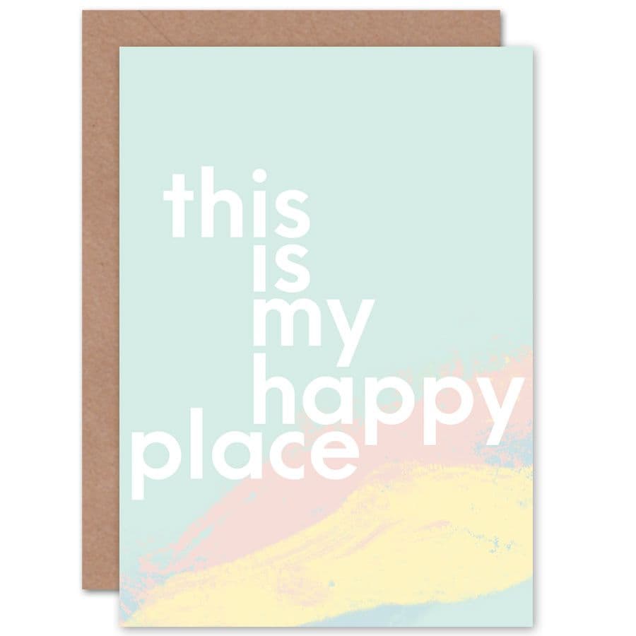 This Is My Happy Place Pastel Typography Greetings Card