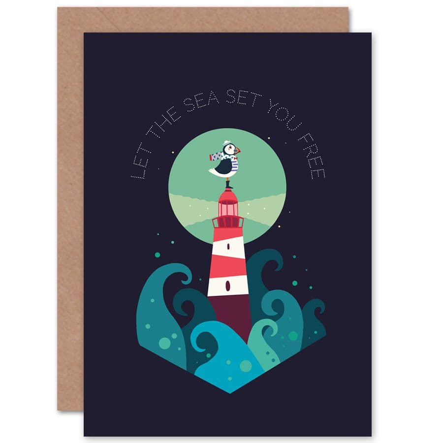 Lighthouse Sea Free Greetings Card