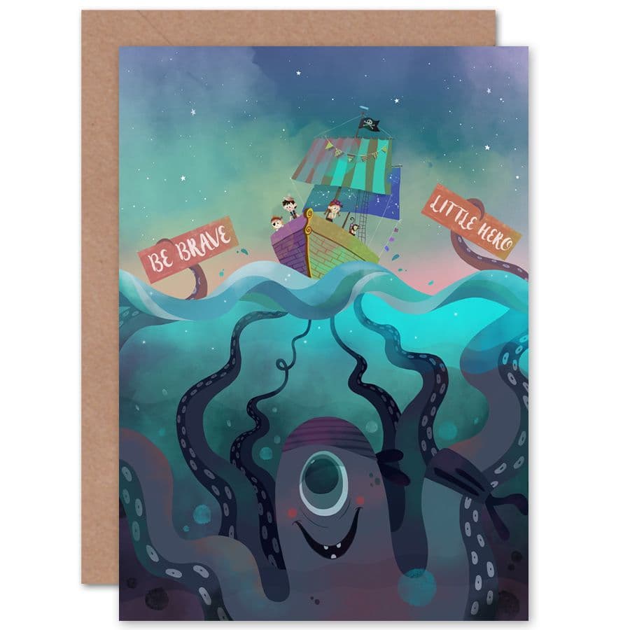 Pirates Octopus Be Brave Greetings Card