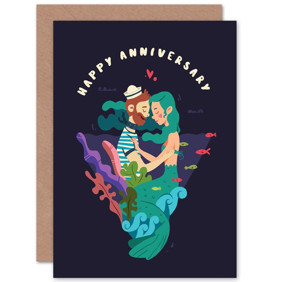 Sailor And Mermaid Anniversary Greetings Card