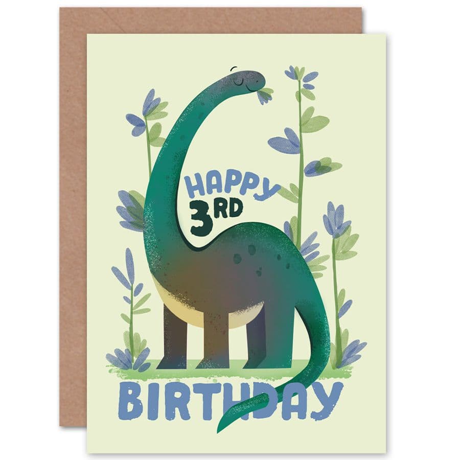 Dinosaur Apatosaurus 3rd Birthday Greetings Card