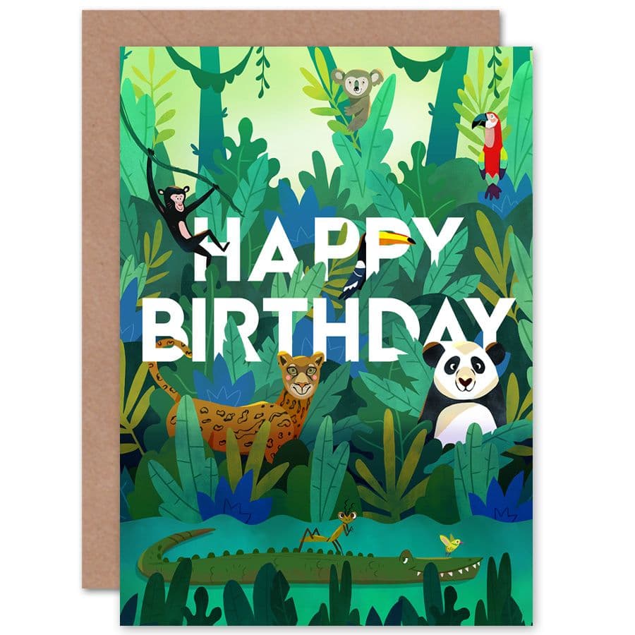 Jungle Animals Birthday Greetings Card