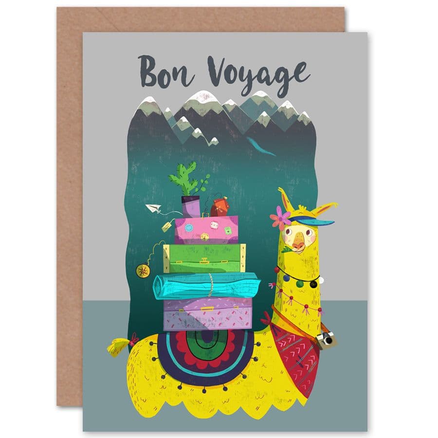 Llama Bon Voyage Farewell Greetings Card