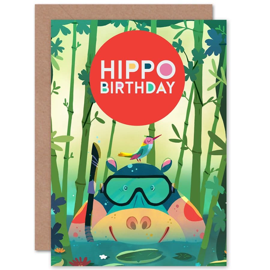Jungle Hippo Birthday Greetings Card