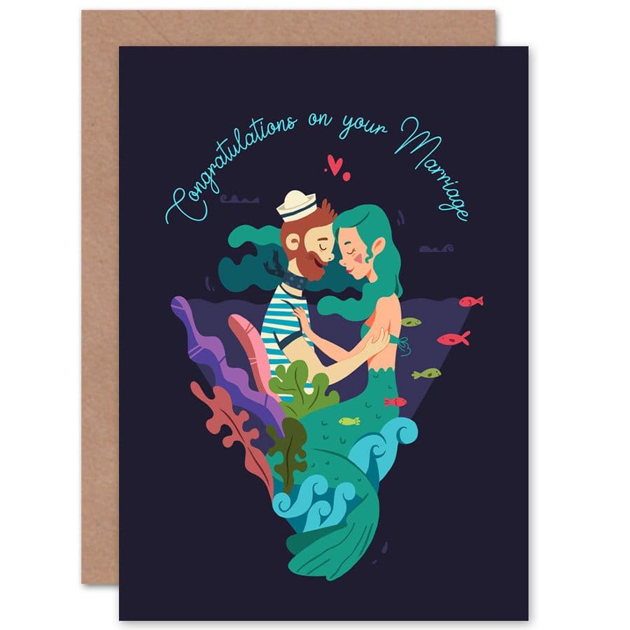 Sailor Mermaid Congratulations Marriage Greetings Card