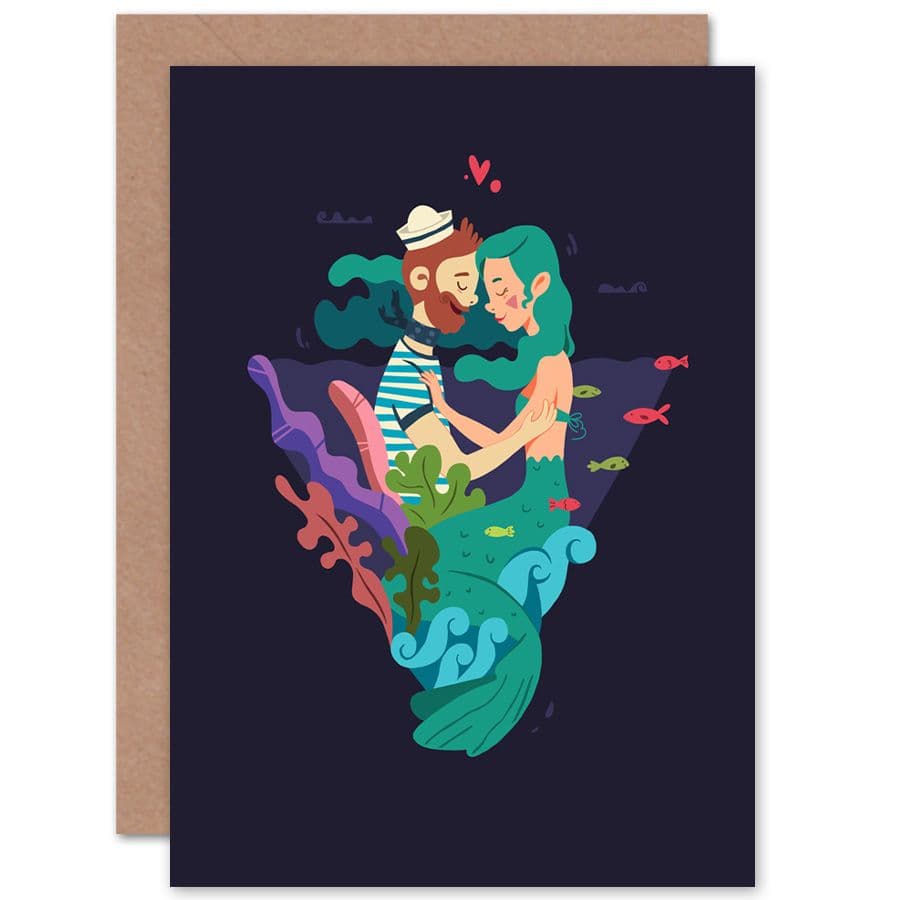 Nautical Love Mermaid Sailor Greetings Card