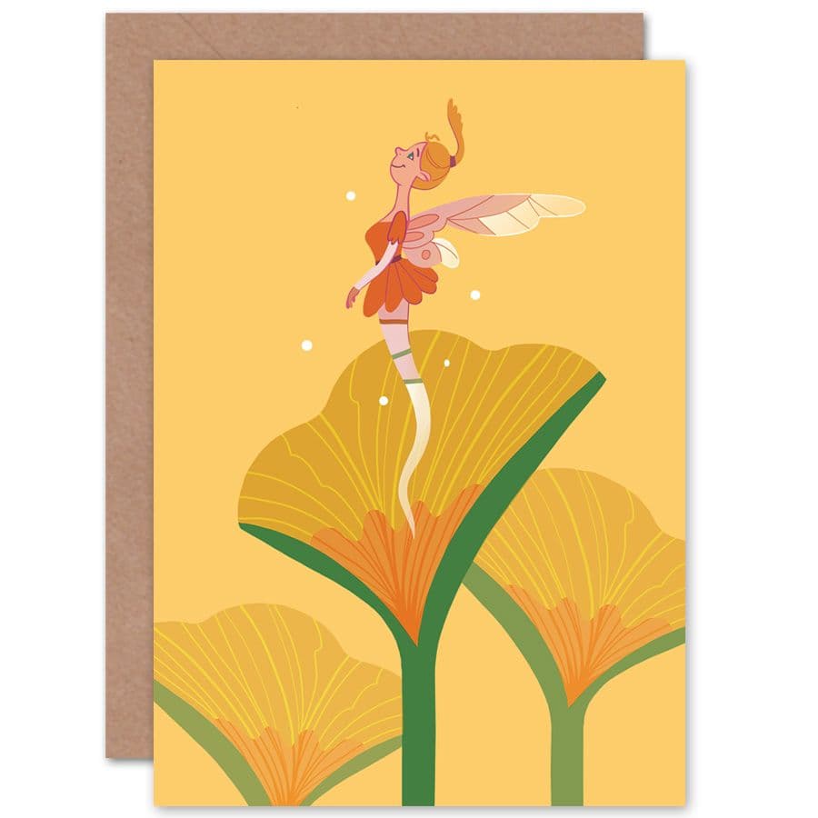 Fairies Yellow Flower Fairy Greetings Card