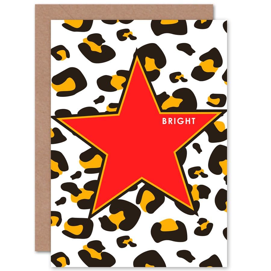 Red Leopard Shapes Bright Greetings Card