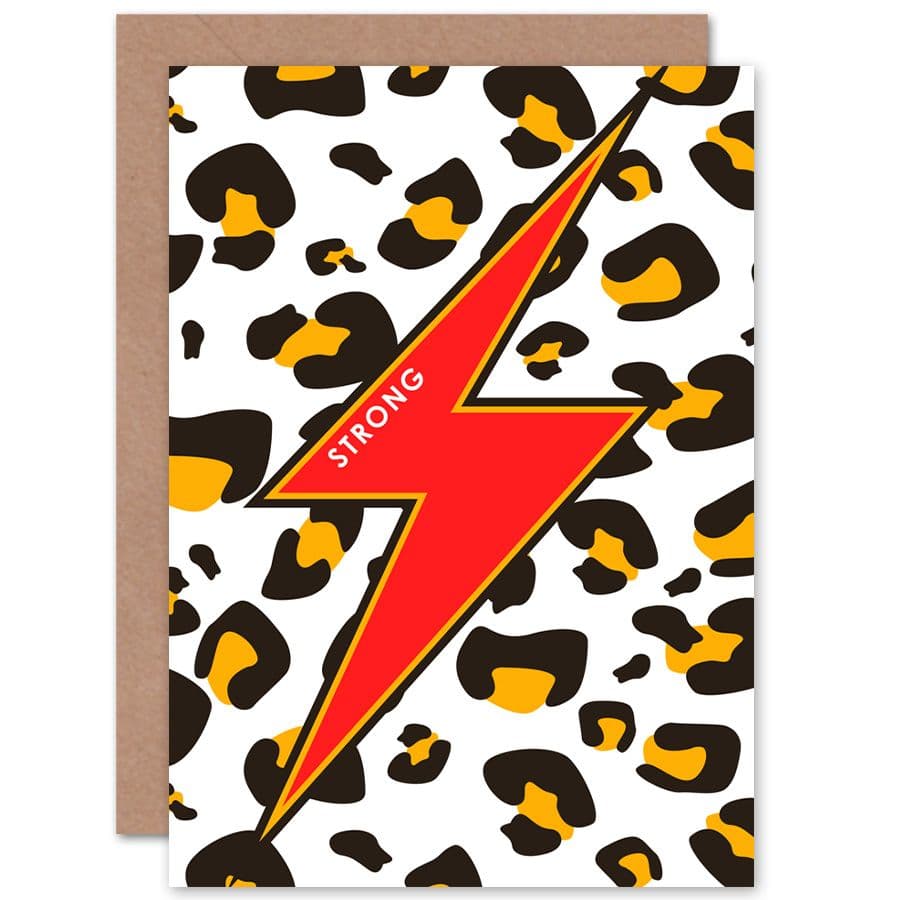 Red Leopard Shapes Strong Greetings Card