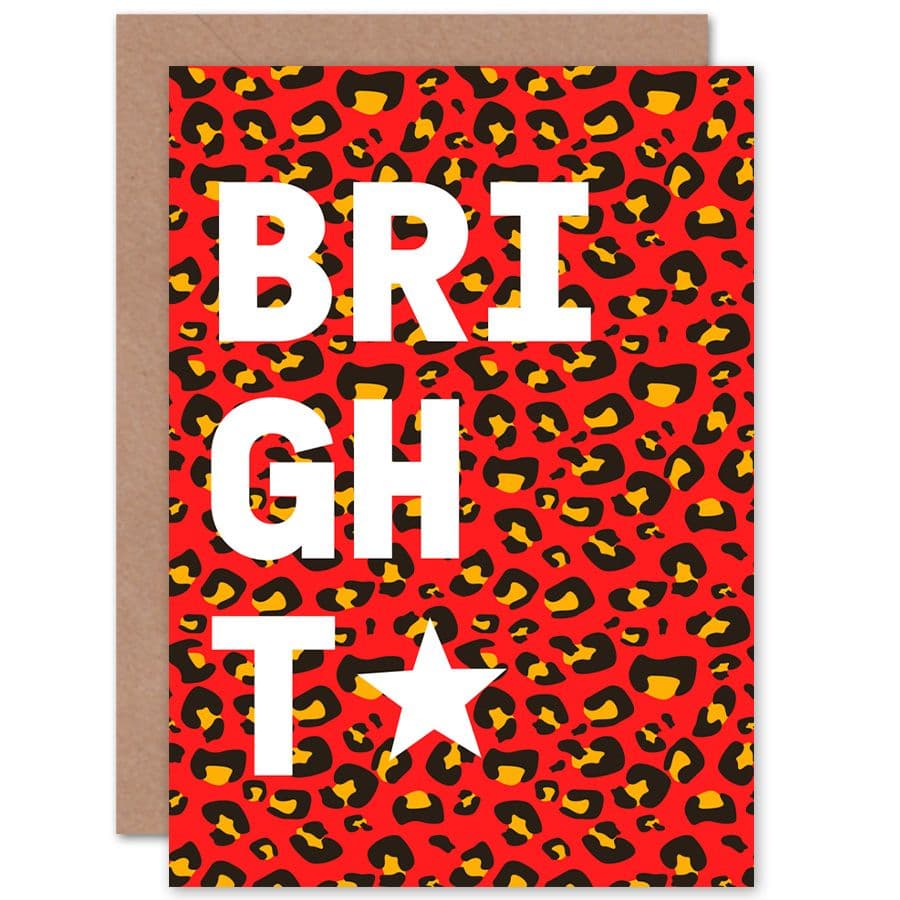 Leopard Words Bright Greetings Card