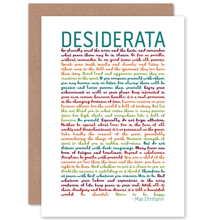 Desiderata Words Ehrmann Typography Greetings Card