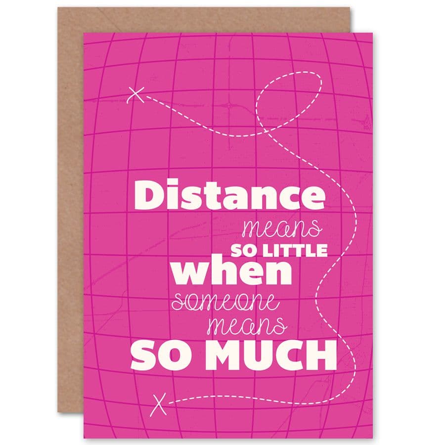 Distance Love Romance Typography Greetings Card