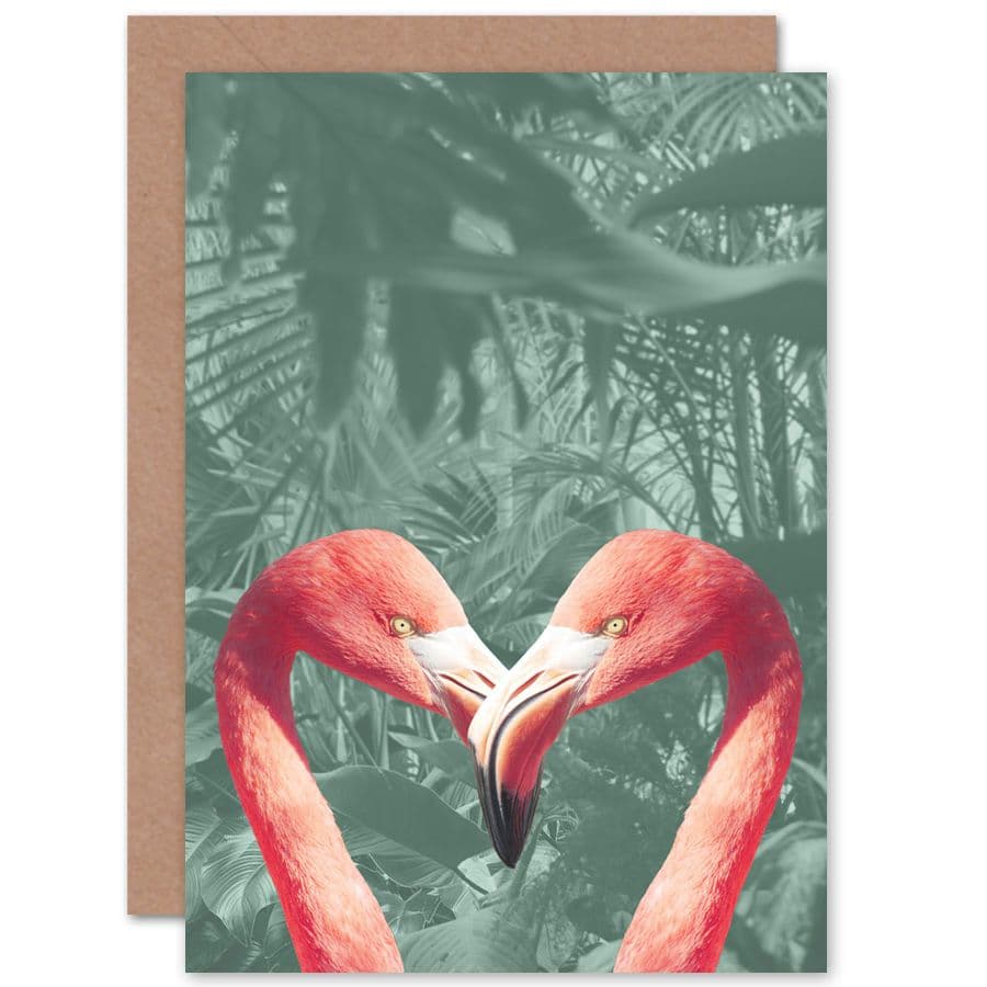 Flamingo Jungle Love Greetings Card