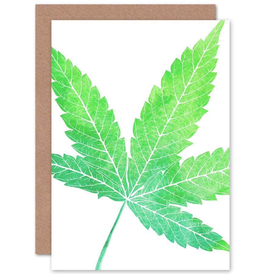 Green Leaves Marijuana Greetings Card